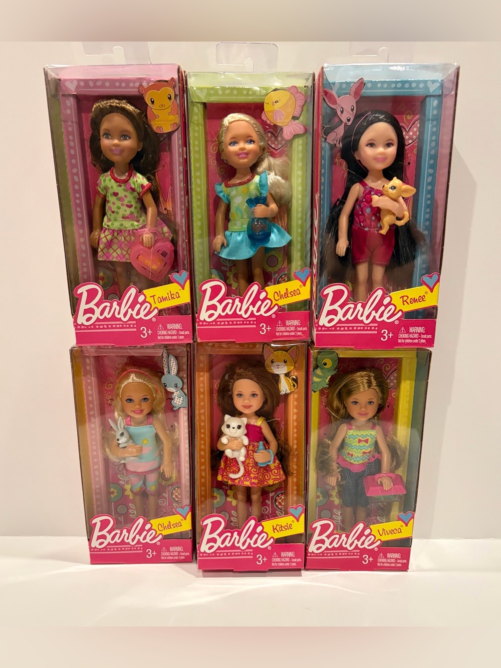 Friend of Chelsea Barbie dolls with pets - lot of 6